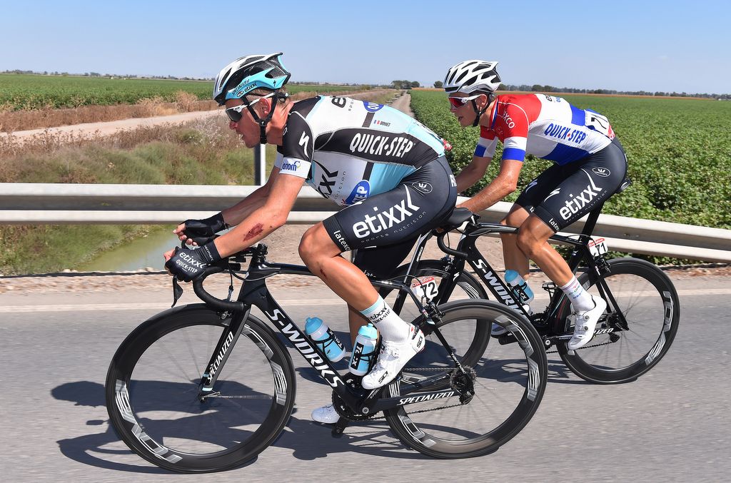 Maxime Bouet with a jersey full of bidons