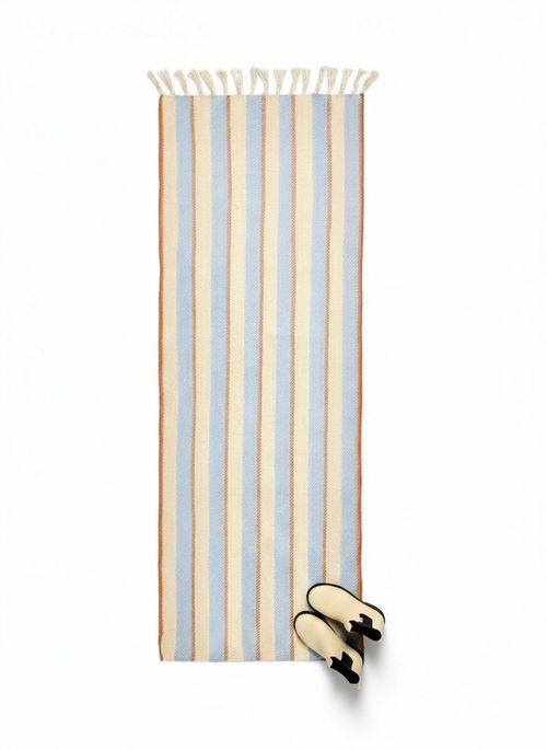 Blue & Orange Stripe Woven Runner Rug 