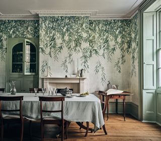 Romo botanical wallpaper in a dining room