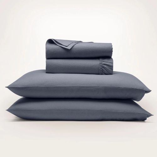 Navy blue linen sheet set