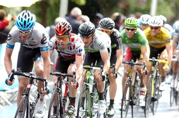 David Millar (Garmin-Cervelo) working hard to set up teammate and race leader Thor Hushovd for the stage finish.