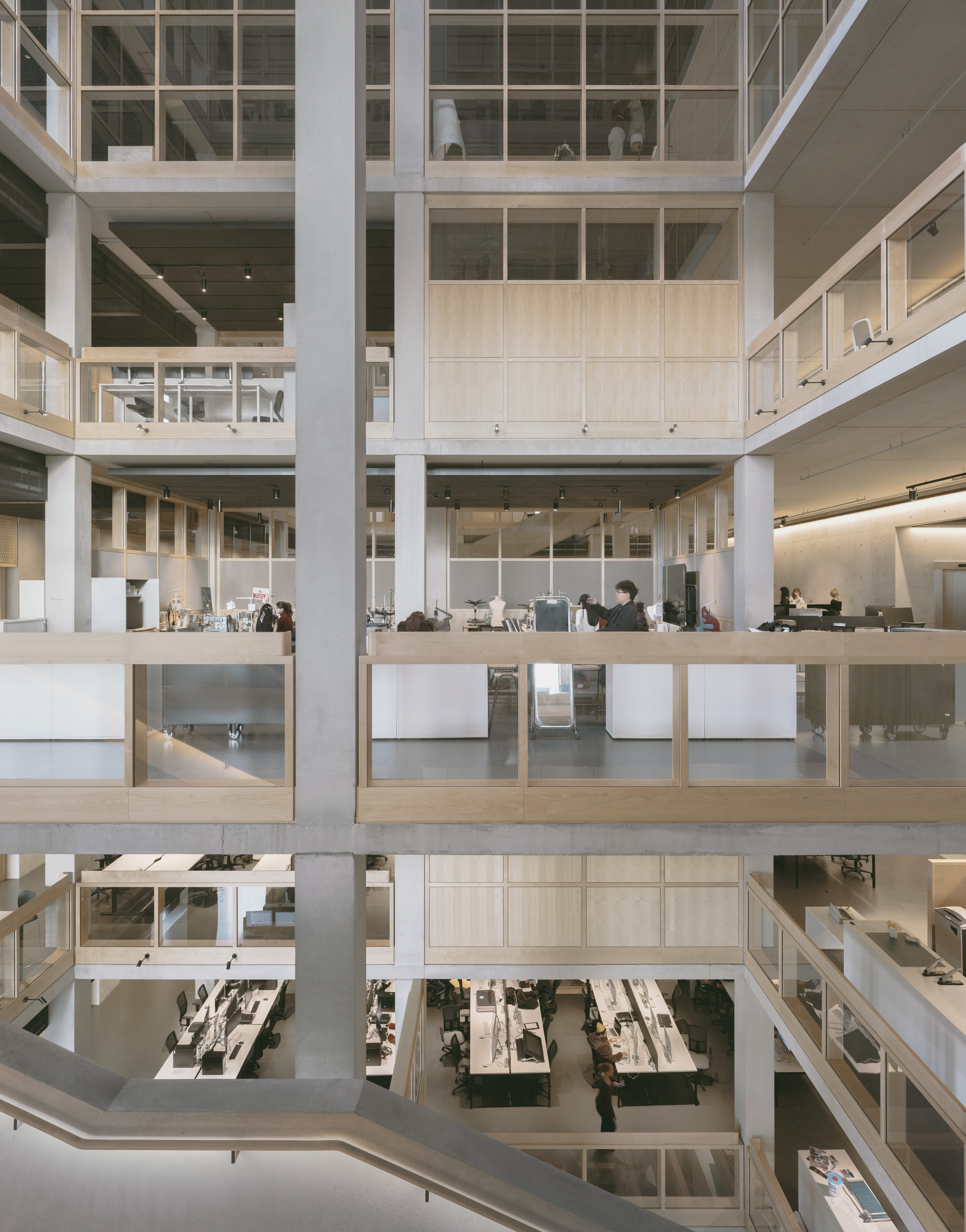 Inside a white modern building