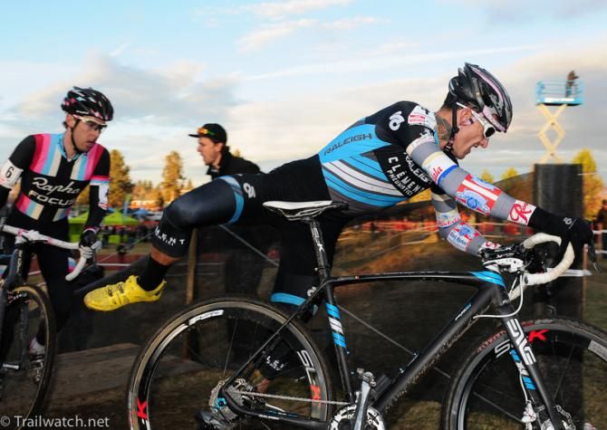 Ben Berden (Raleigh Clement) racing with the chase group