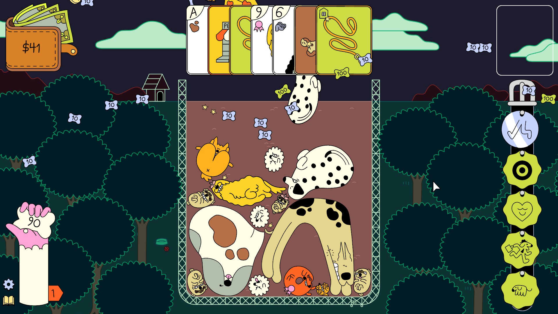 Dropping dogs into the pit in Dogpile.