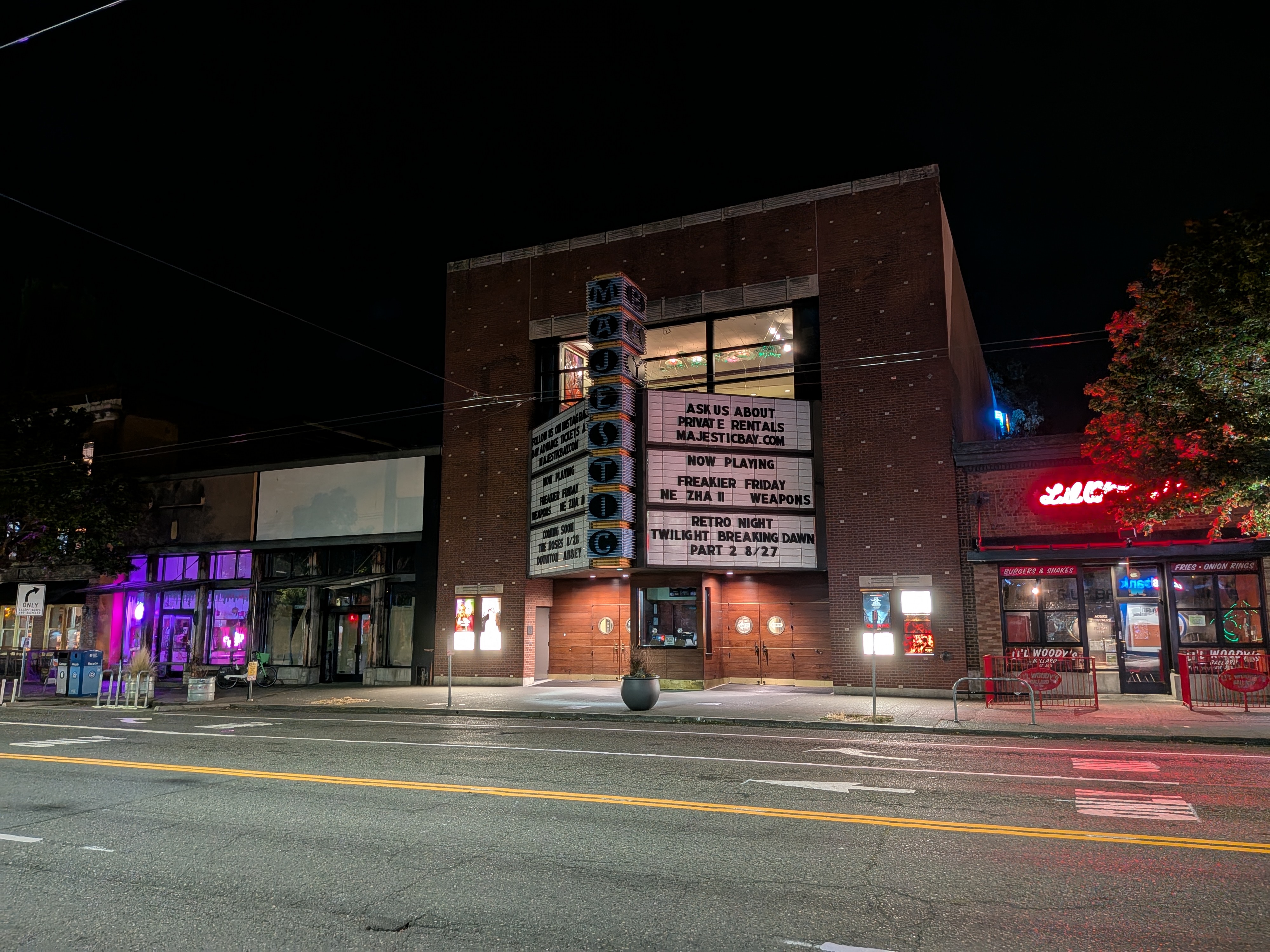 A movie theater marquee