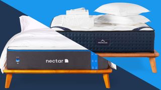 California king vs king mattresses: image shows the Nectar Mattress on the left and the Dreamcloud Mattress on the right