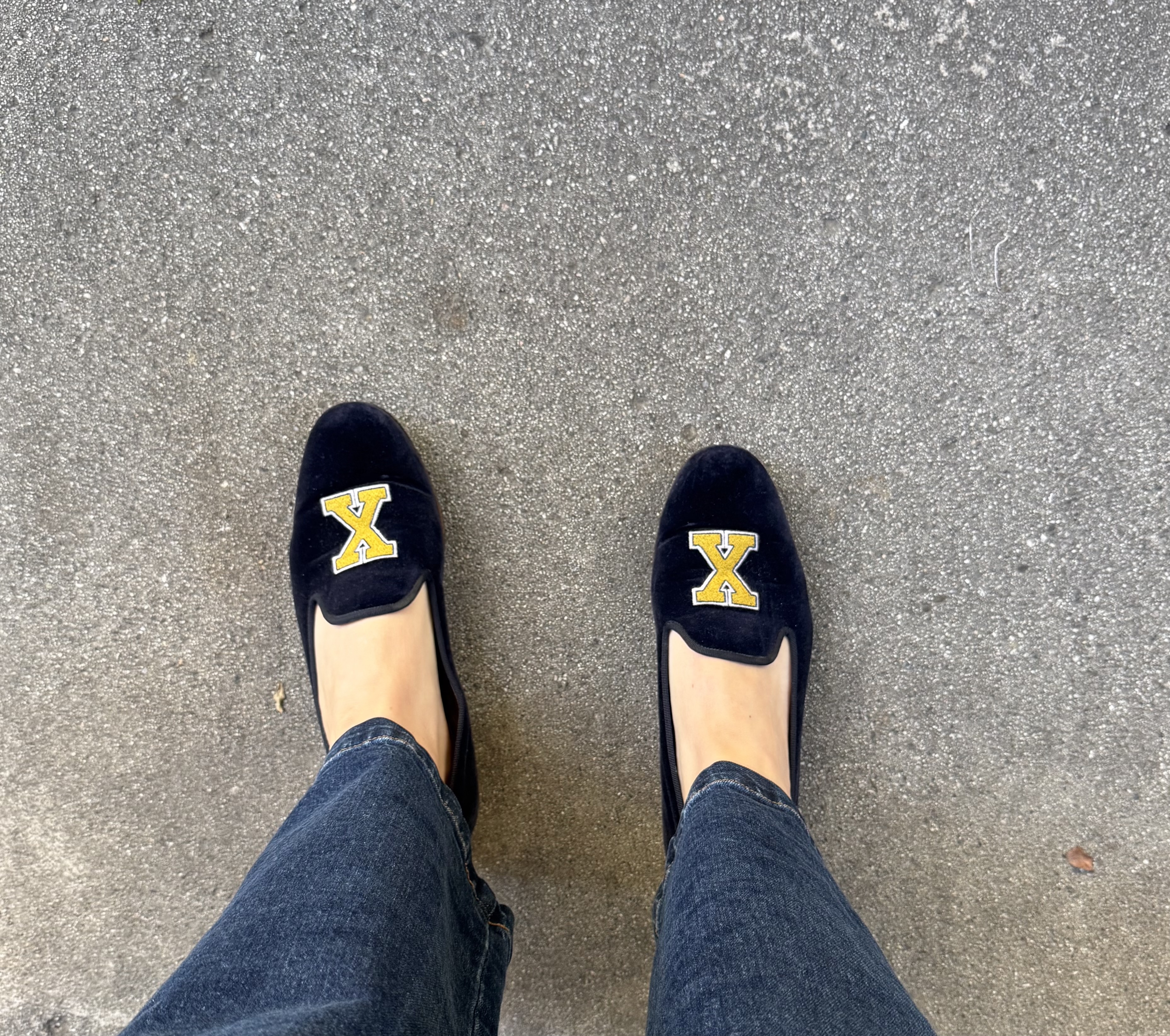 Brooke Ely Danielson in velvet smoking slippers