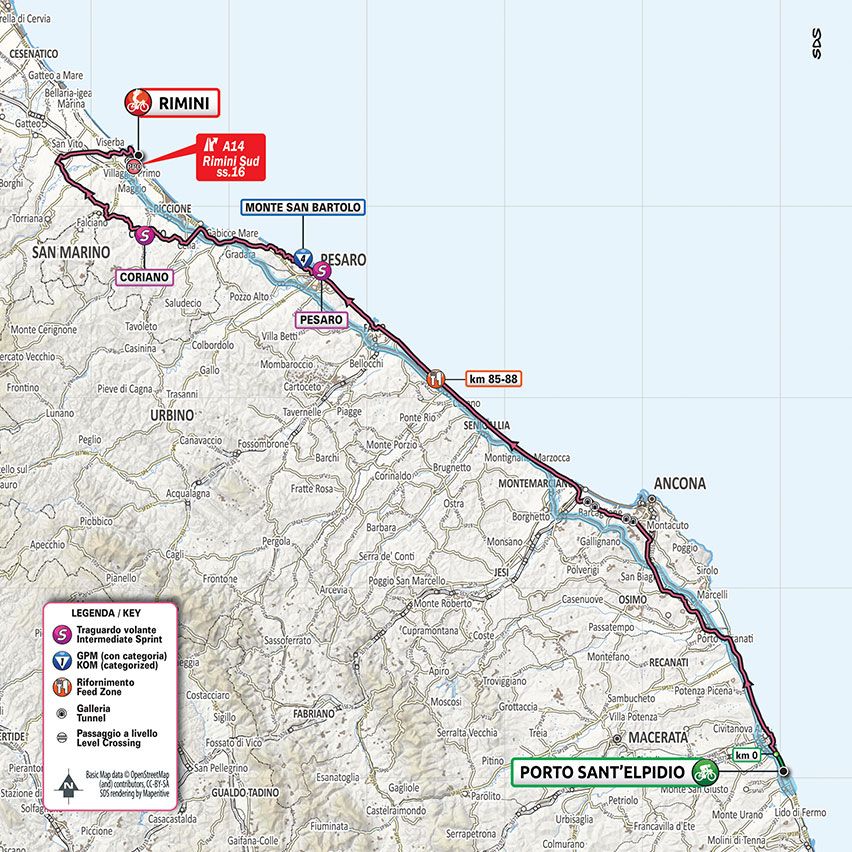 2020 Giro d'Italia stage 11 map