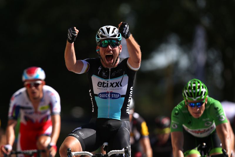 Mark Cavendish (Etixx-Quick Step) is pumped with his stage victory