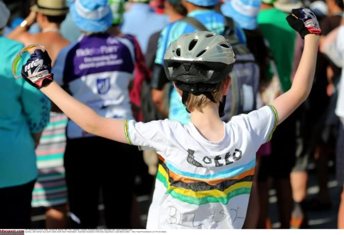 A young Australian fan shows his passion for the sport at the Tour Down Under