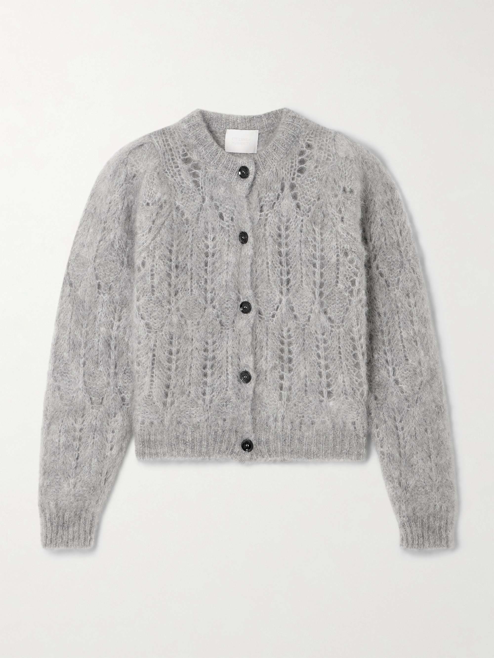 Odette Cropped Pointelle-Knit Mohair-Blend Cardigan