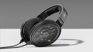 Sennheiser HD 660S2 on white table top with grey background