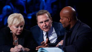 LAST COMIC STANDING -- Episode 901 -- Pictured: (l-r) Roseanne Barr, Judge; Norm Macdonald, Judge; Keenan Ivory Wayans, Judge -- (Photo by: Ben Cohen/NBCU Photo Bank/NBCUniversal via Getty Images via Getty Images)