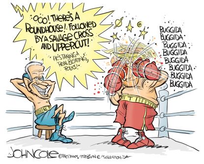 Political Cartoon U.S. Trump Biden 2020 boxing