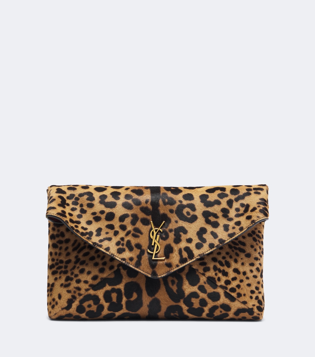 Cassandre Leopard-Print Calf Hair Pouch in Brown - Saint Laurent