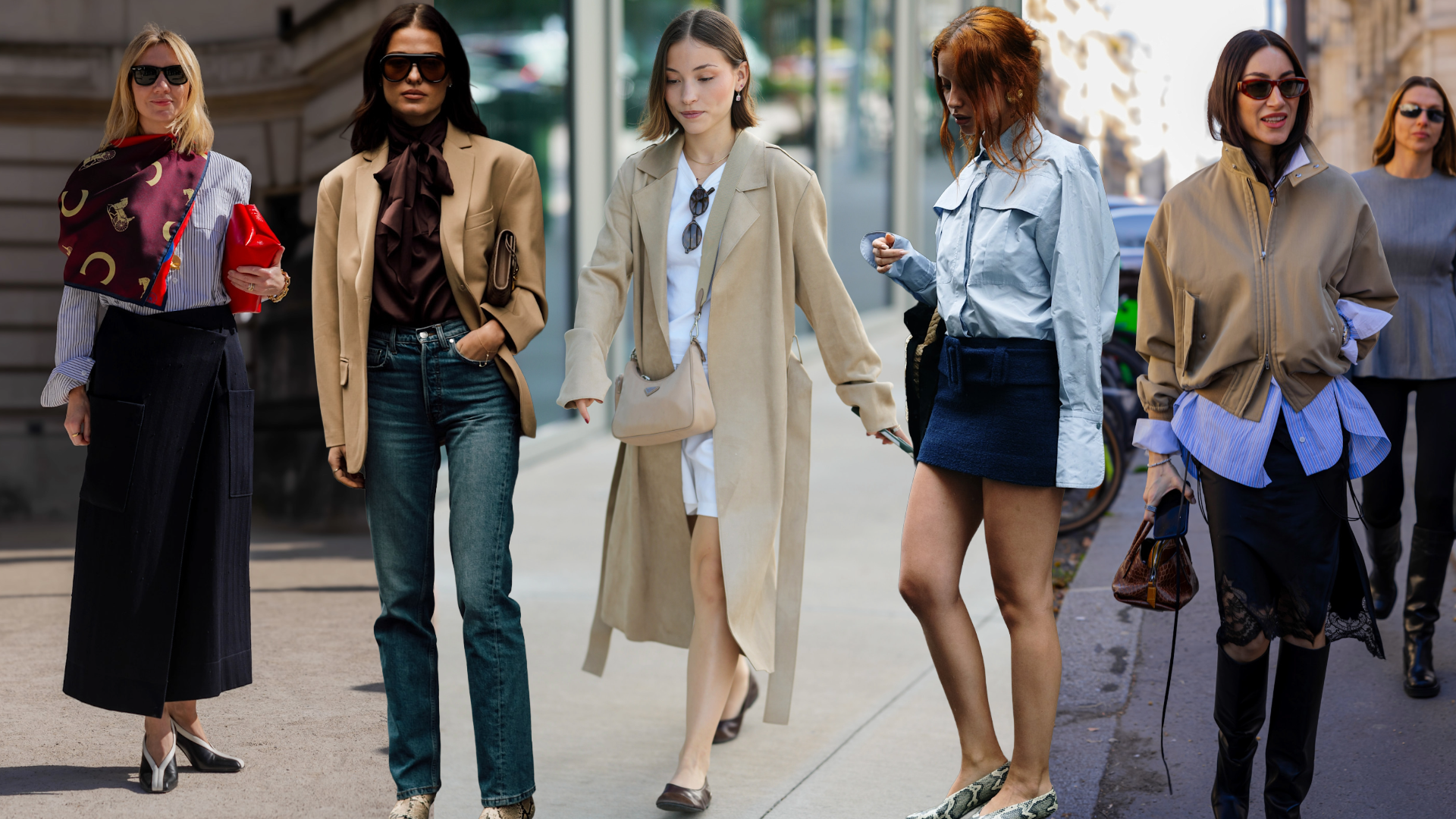 collage of fashion week attendees wearing spring 2026 trends