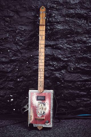 A custom made cigar-box guitar belonging to American musician Samantha Fish