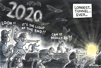 Editorial Cartoon U.S. 2020 Light at the End of the Tunnel New Year 2021