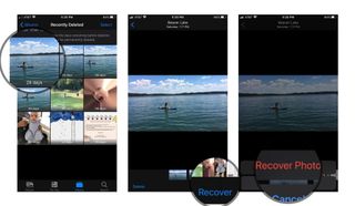 How to recover deleted photos: Tap Recover and confirm