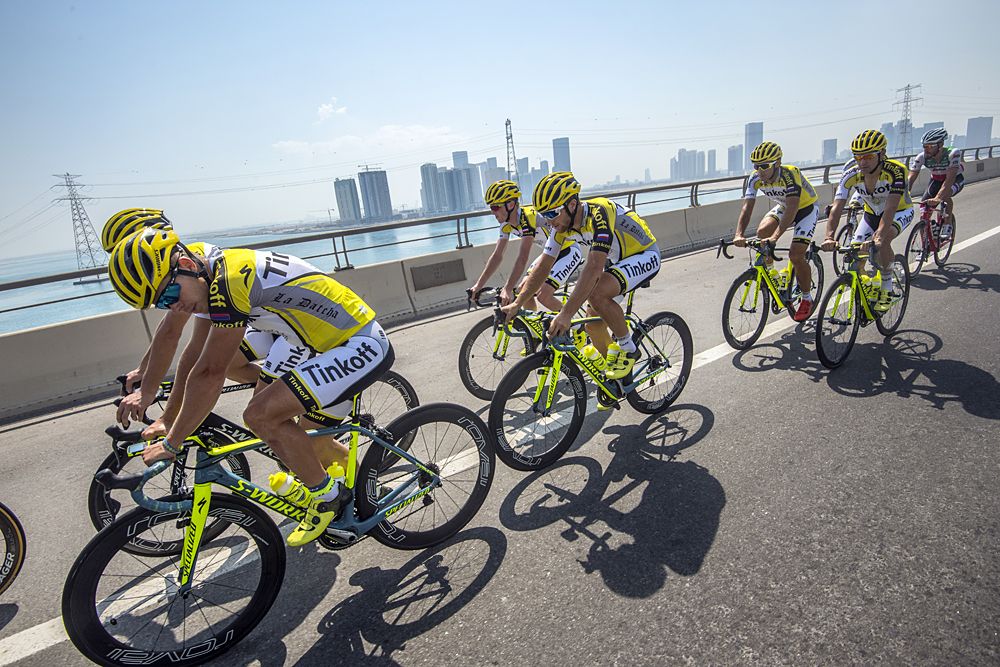 Tinkoff out for a training ride ahead of Abu Dhabi Tour