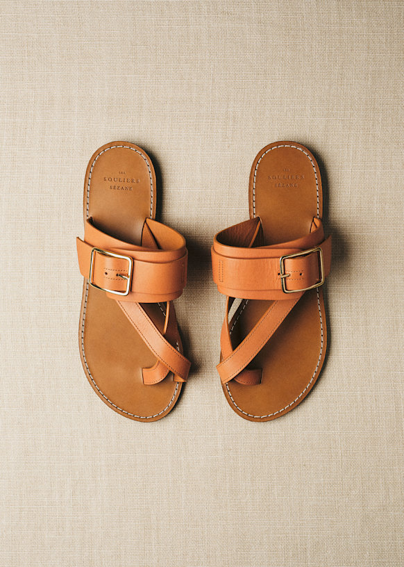 Freya Low Sandals - Smooth Heritage Honey - Bovine Vegetable Tanned Leather - S&eacute;zane