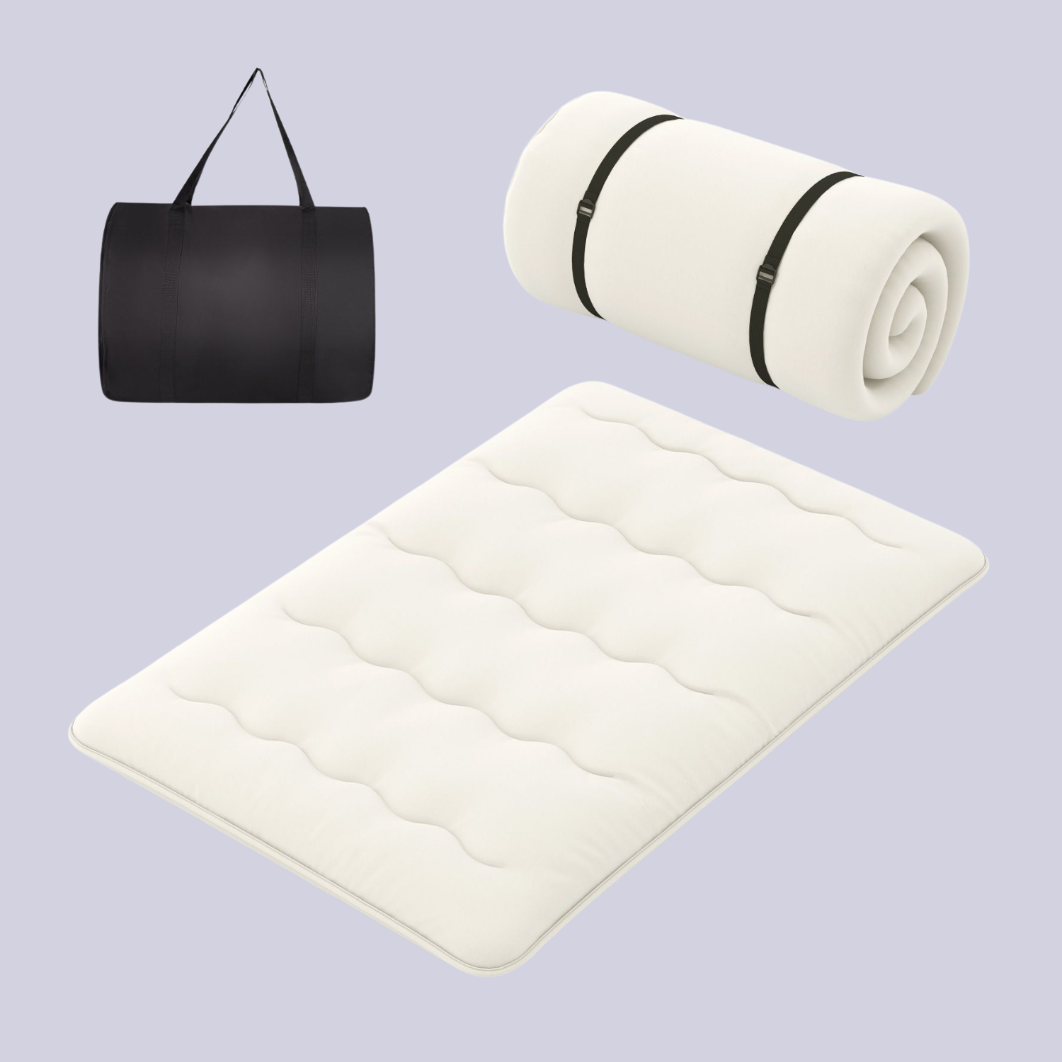 A Japanese floor mattress that rolls up