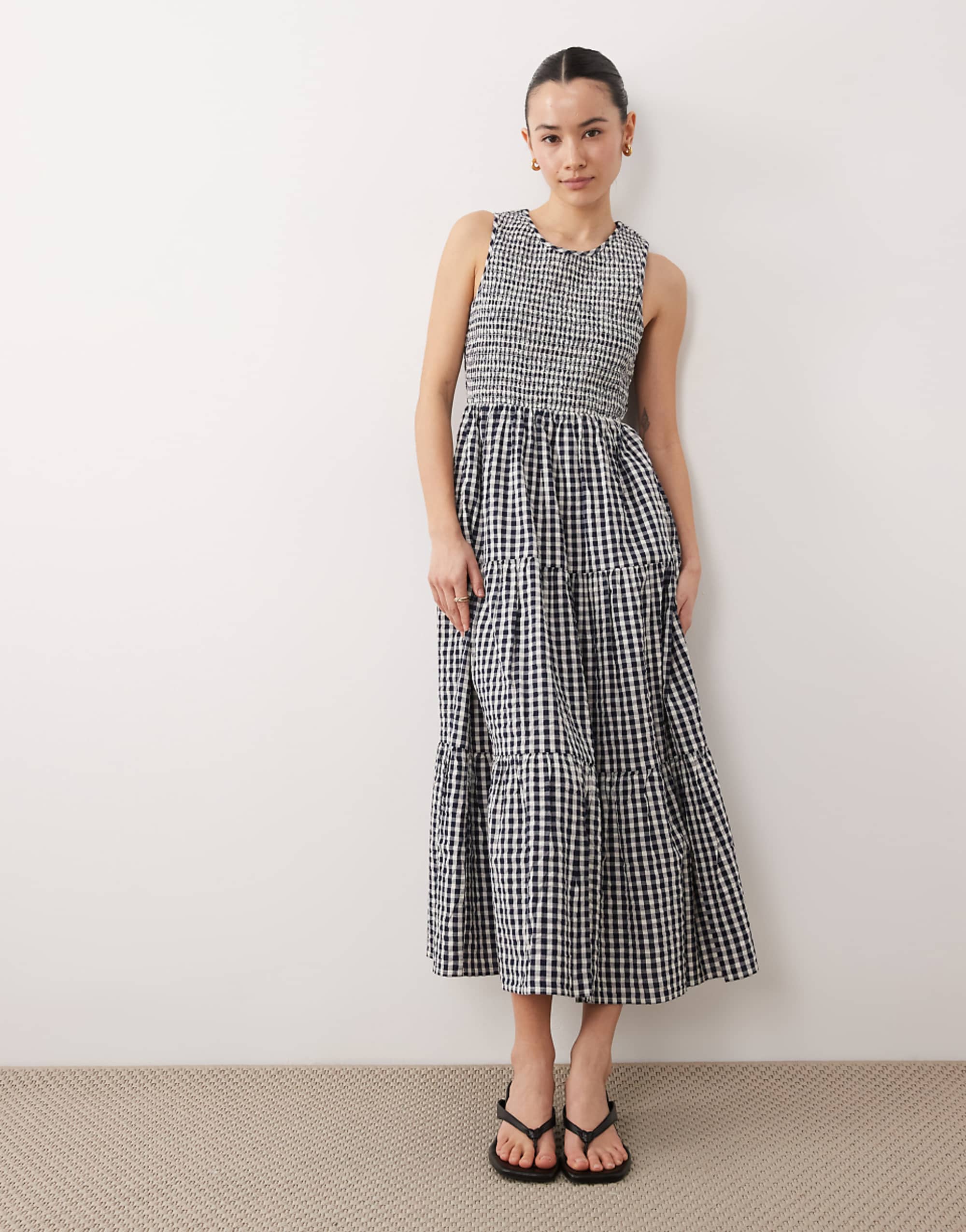 Nobodys Child Petite Charlie Midaxi Dress in Blue Check
