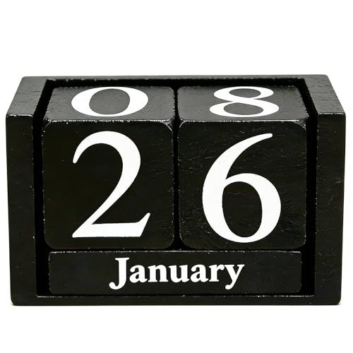 Black Wooden Block Calendar