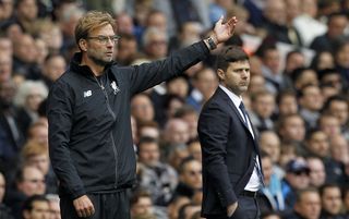 Jurgen Klopp and Mauricio Pochettino on the touchline as Liverpool play Tottenham