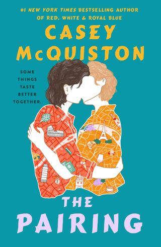 the pairing best by casey mcquiston book cover with a couple kissing wearing shirts with the streets of paris