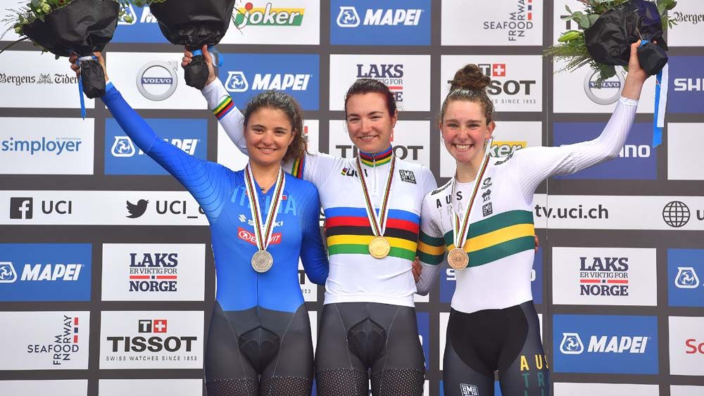 The top 3 in the junior women's time trial