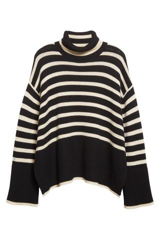 Totême Stripe Wool Blend Turtleneck Sweater