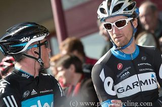 Simon Gerrans and Dan Lloyd before the start.