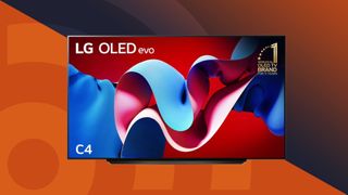 best 120Hz TV image 2025 with LG C4 on orange background