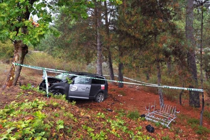 The scene of the Norway team car crash