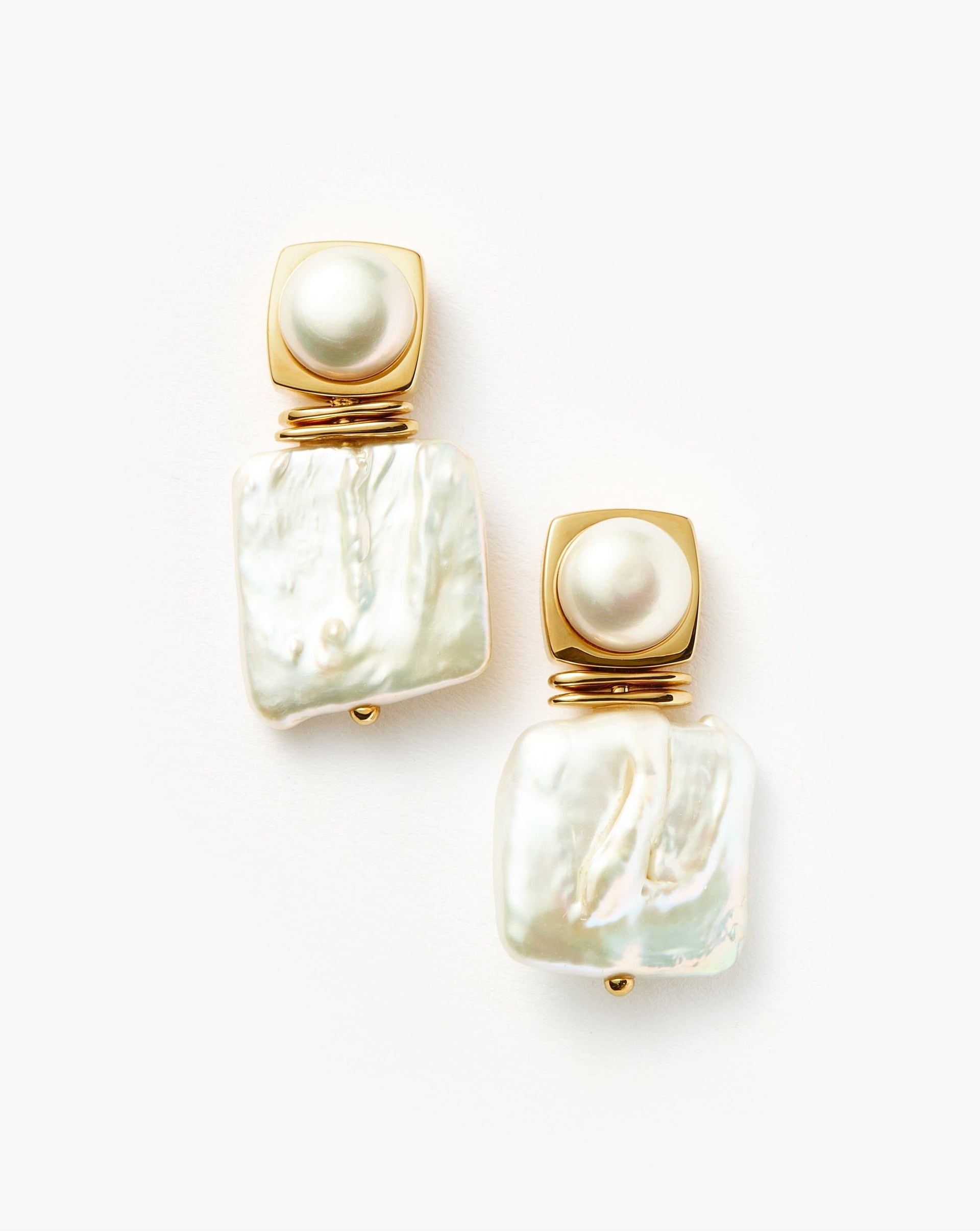 Square Pearl Statement Earrings | 18ct Gold Plated/pearl - 18ct Gold Plated/pearl
