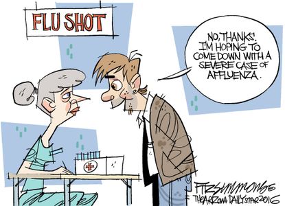 Editorial cartoon U.S. Flu Shot Affluenza