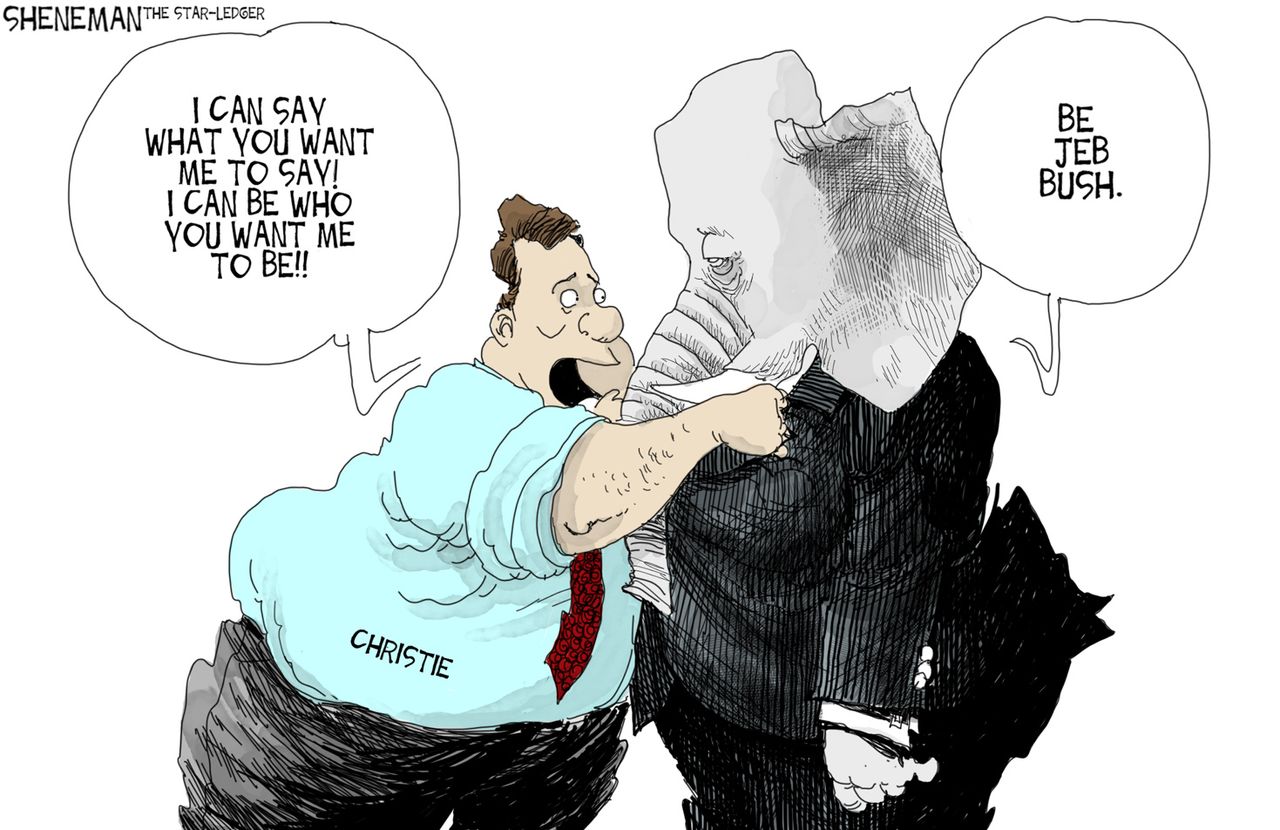 Political cartoon GOP Christie Bush