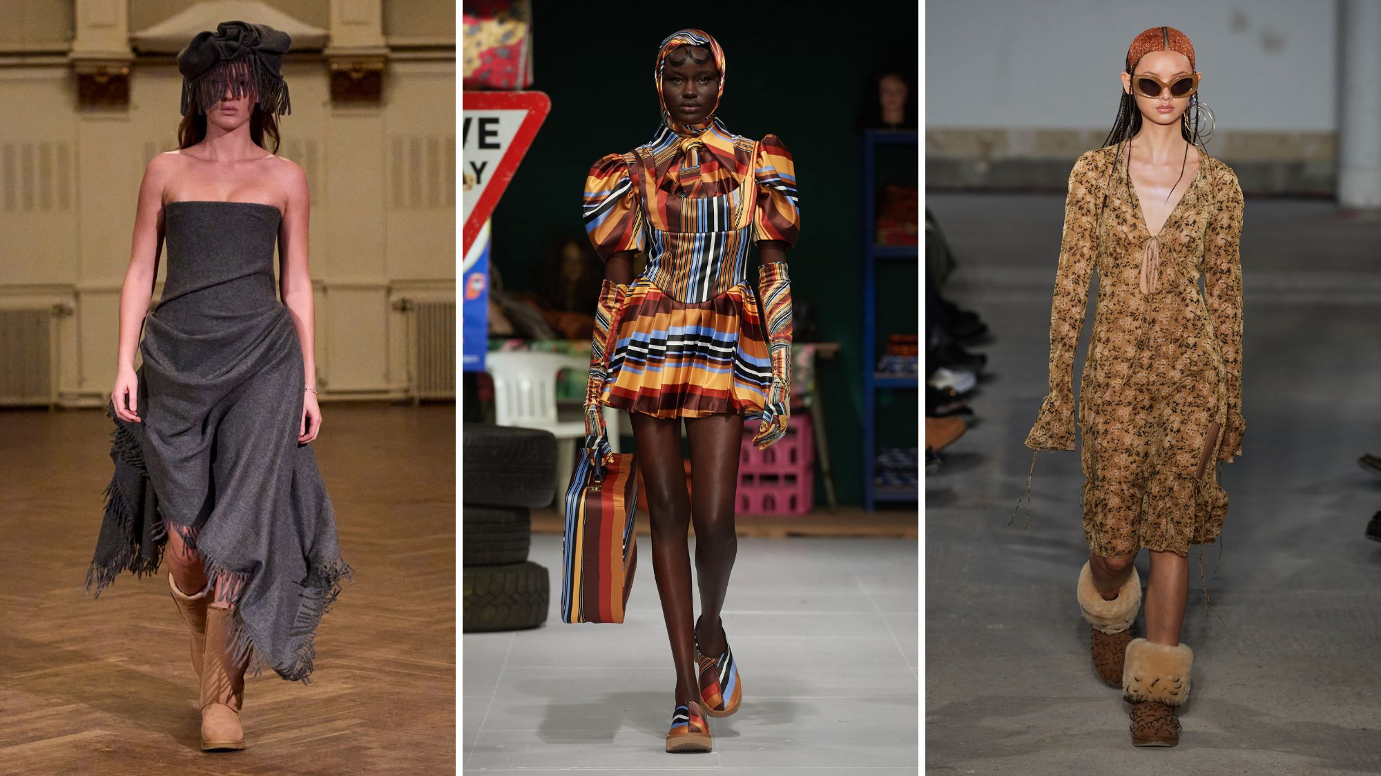 models wearing uggs on the runway at anne sofie madsen, tolu coker and knwls