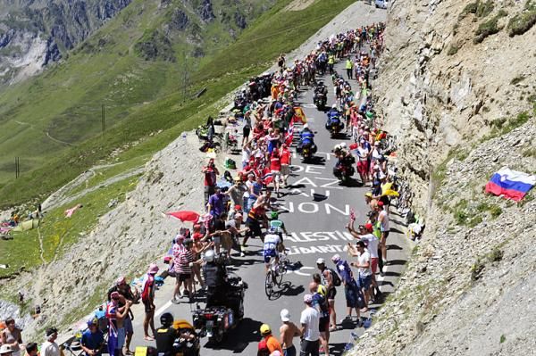 Thomas Voeckler (Europcar) and Brice Feillu (Saur-Sojasun) in the lead during stage 16.