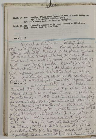Jimi Hendrix diary entry
