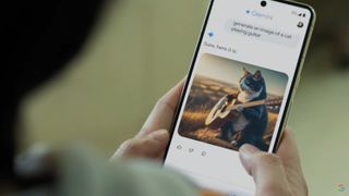 Google Gemini prompt creating an image of a cat playing guitar