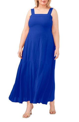 Solid Sleeveless Tiered Maxi Dress