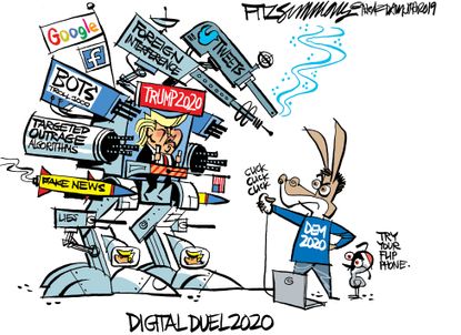 Political Cartoon U.S. Trump Tech 2020