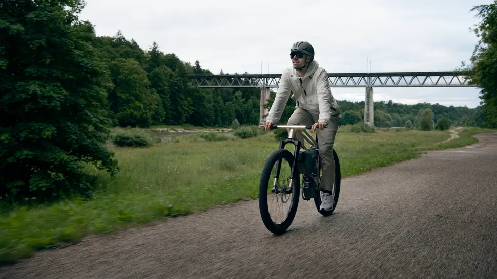 Man riding e-bike in the countryside