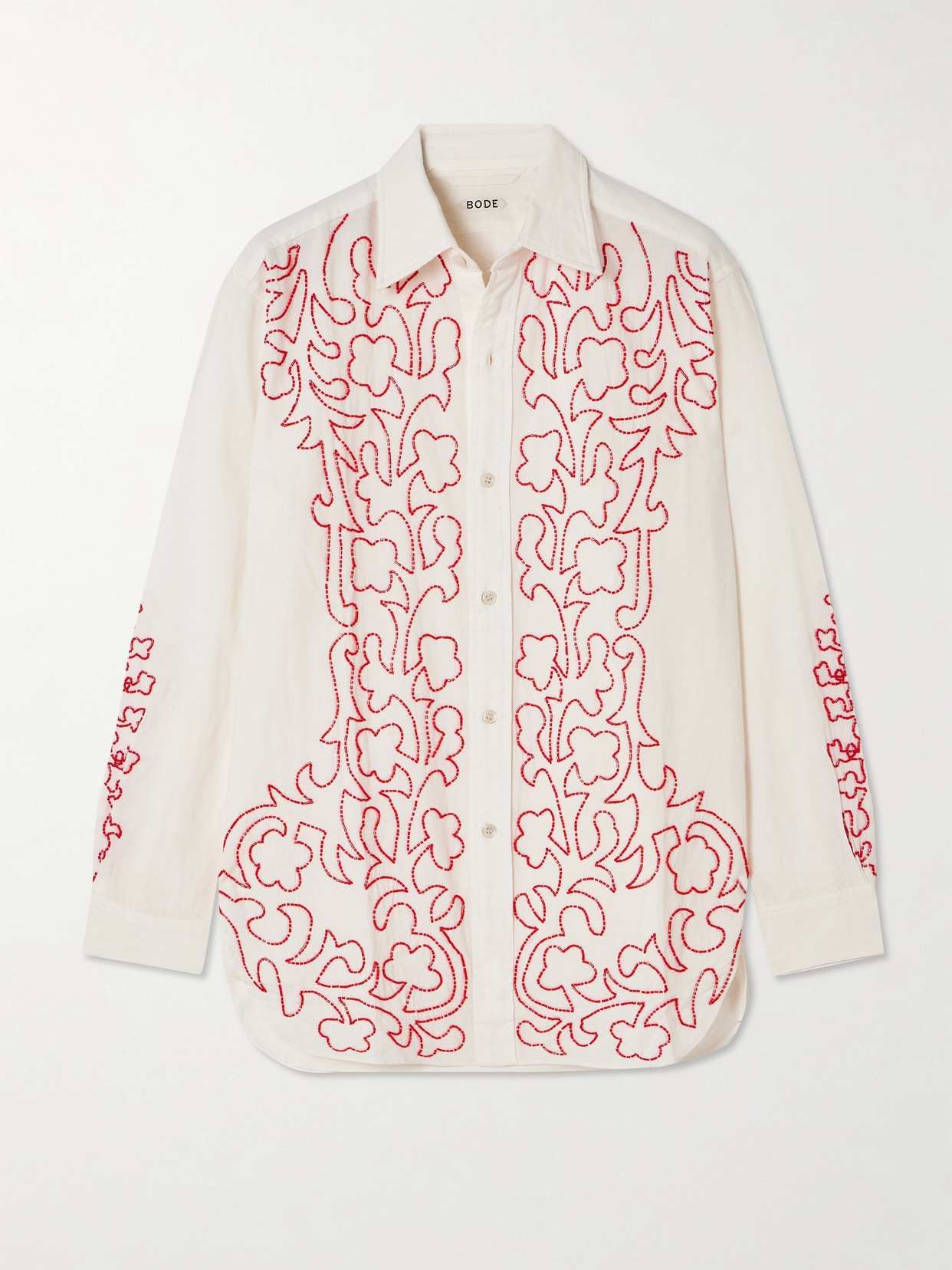Crossvine Bead-Embellished Cotton Shirt