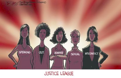 Political cartoon U.S. Justice League sexual harassment me too women