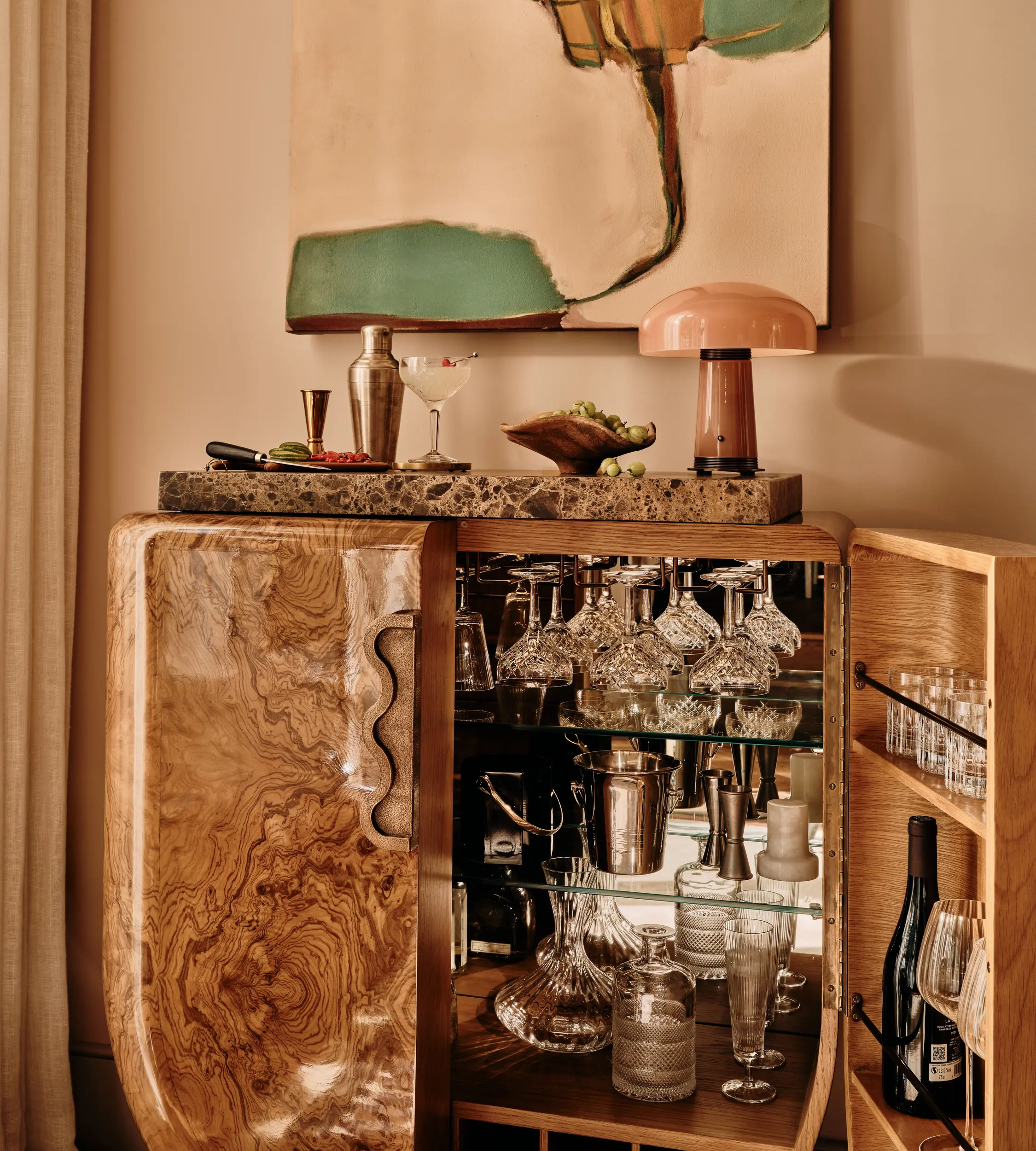 Soho Home, Huxford Bar Cabinet, Ash Burl, Uk