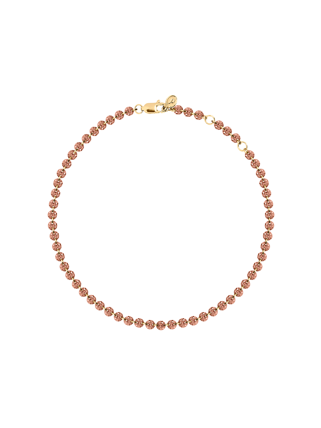 Floating Eternity Anklet in 3.5mm Nano Morganite, 18k Gold Vermeil