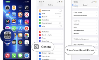 How to restore your Home screen to the default layout: Open Settings, tap General, tap Transfer or Reset iPhone